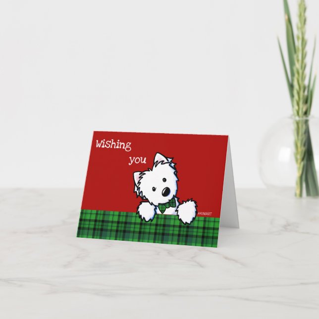 Tarjeta de Navidades KiniArt Westie Boy (Anverso)