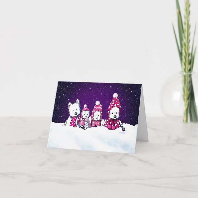 Tarjeta de Navidades KiniArt Winter Westies (Anverso)