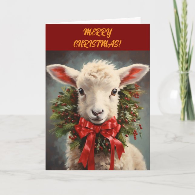 TARJETA DE NAVIDADES LAMB n WREATH (Anverso)