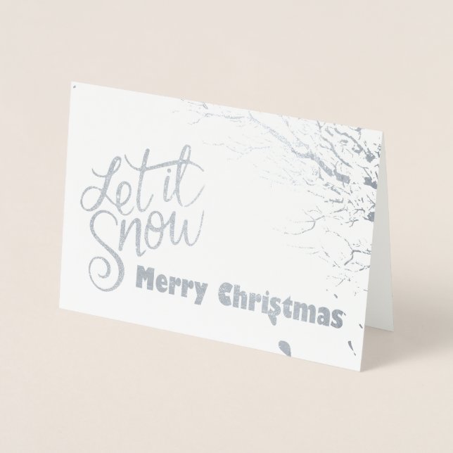 Tarjeta de Navidades Let it Snow (Relieve metaliza (Anverso)
