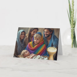 Tarjeta de Navidades LGBTQIA+ pequeño chico tambor