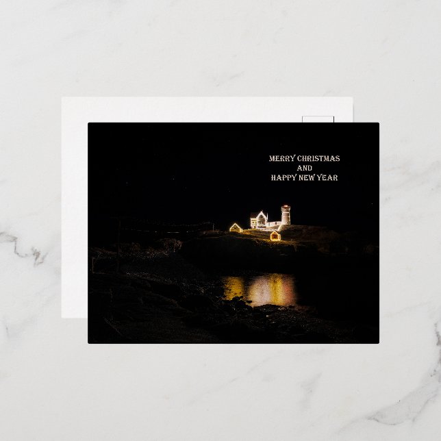 Tarjeta de Navidades ligeros de Cabo Neddick (Anverso/Reverso)