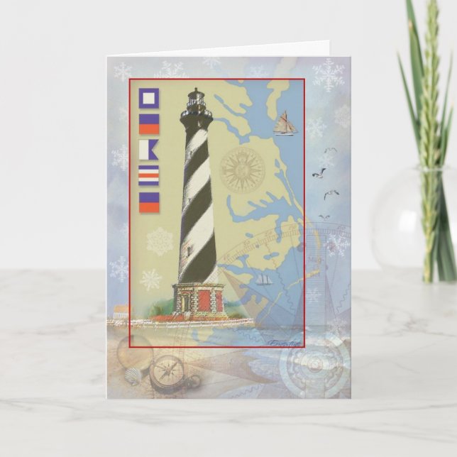 Tarjeta de Navidades ligeros de Cape Hatteras (Anverso)