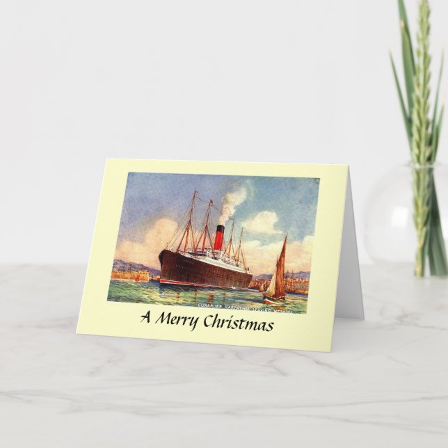 Tarjeta de navidades - Línea de Cunard "Carpathia" (Anverso)