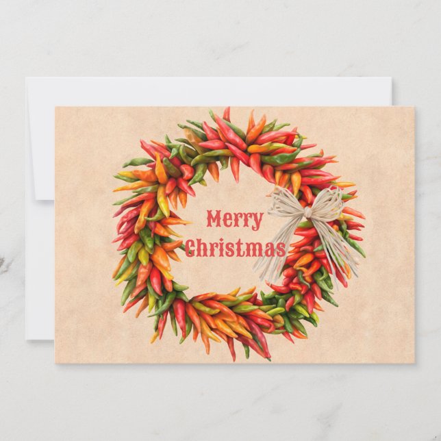 Tarjeta de Navidades Llanos Ristra del Suroeste de (Anverso)
