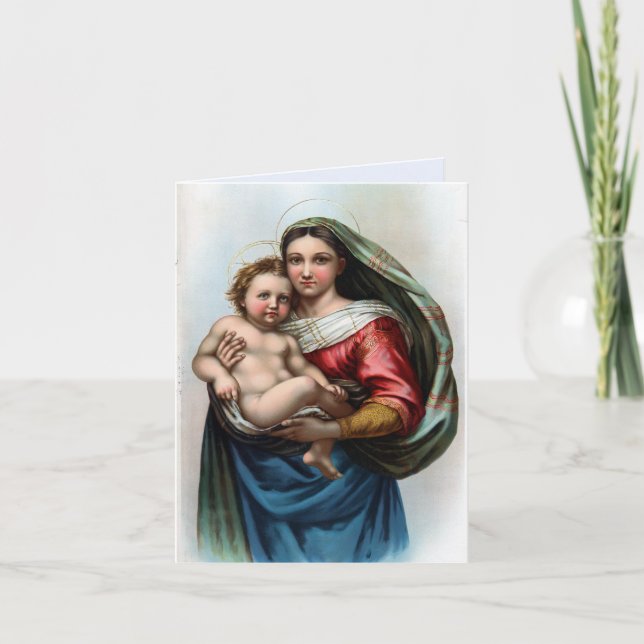 Tarjeta de Navidades Madonna de Raphael (Anverso)