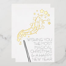 Tarjeta de Navidades mágicos con Relieve metalizad