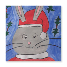 Tarjeta de Navidades magnéticos Cute Santa Bunny