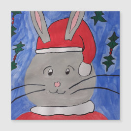 Tarjeta de Navidades magnéticos Cute Santa Bunny