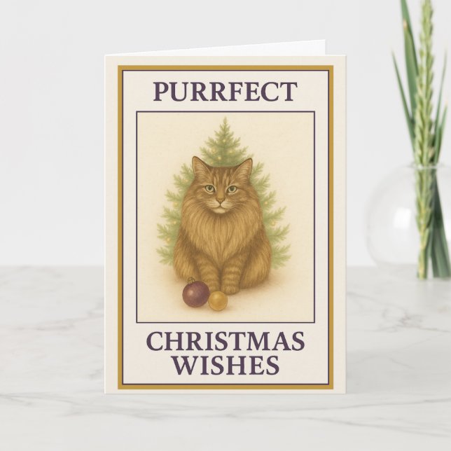 Tarjeta de Navidades Maine Coon - Gato "Boston" Pu (Anverso)