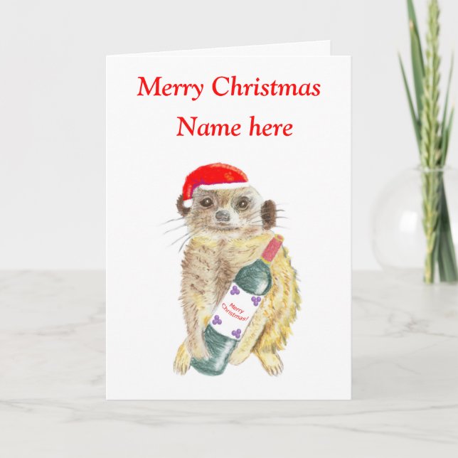Tarjeta de Navidades Meerkat, personalizable (Anverso)