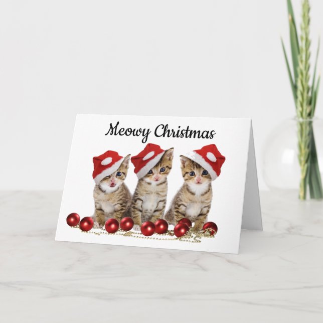 Tarjeta de Navidades Meowy para los amantes del ga (Anverso)