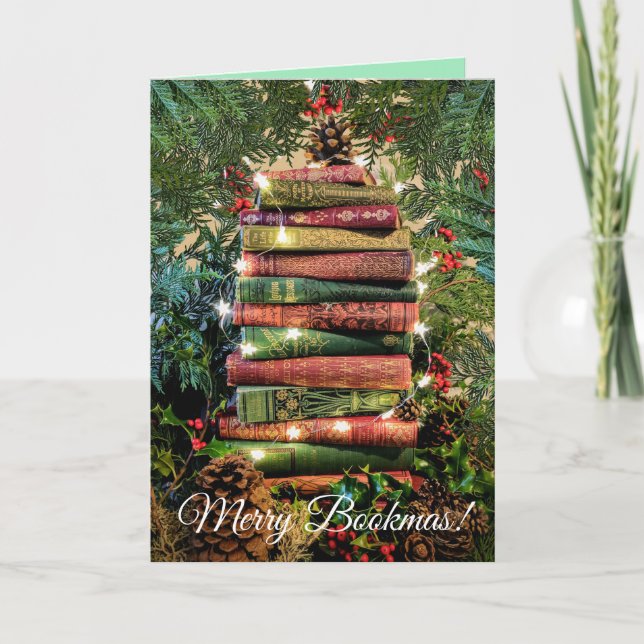 Tarjeta de Navidades Merry Bookmas (Anverso)