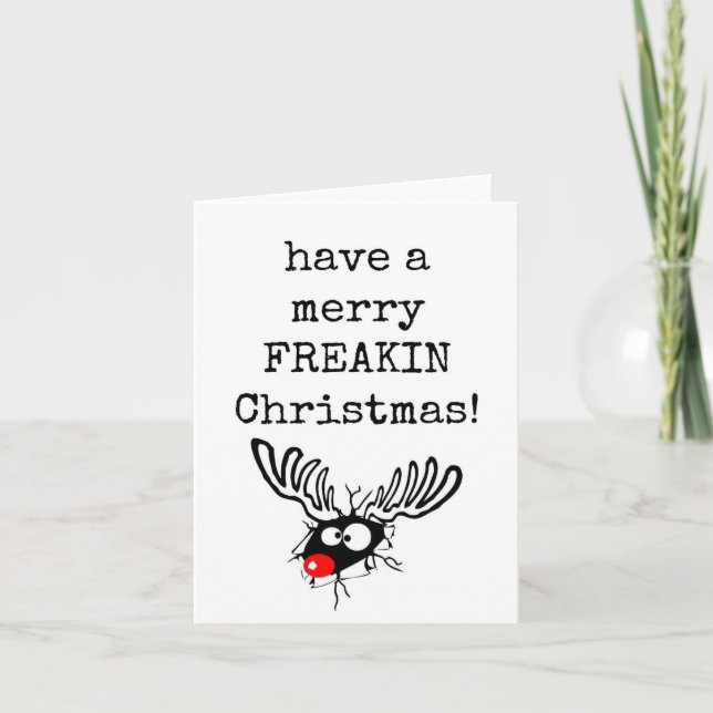 Tarjeta de Navidades Merry Freakin (Anverso)
