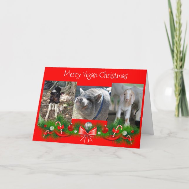 Tarjeta de Navidades merry Vegan (Anverso)