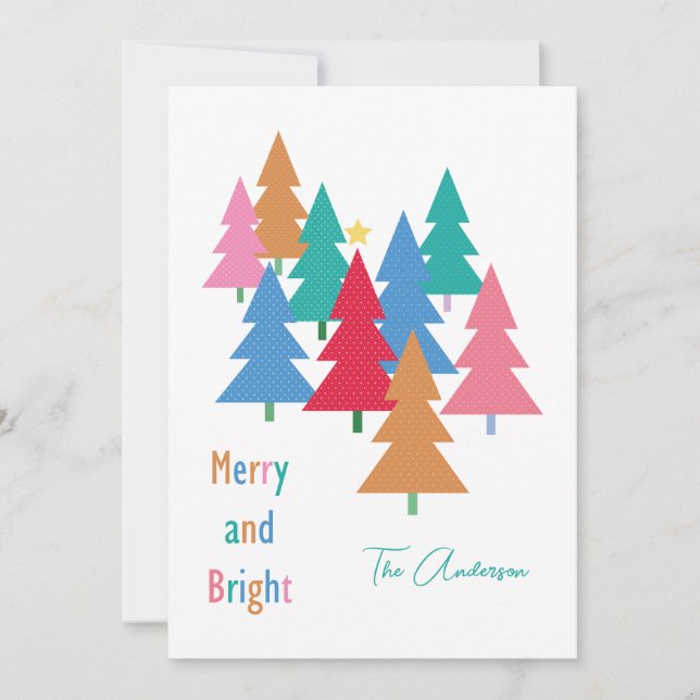Tarjeta de Navidades merry y Bright (Anverso)