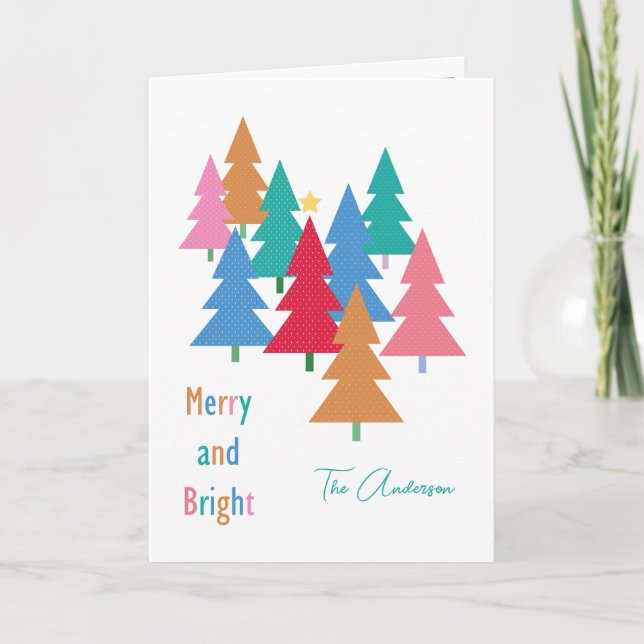 Tarjeta de Navidades merry y Bright (Anverso)