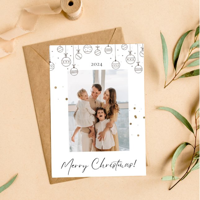 Tarjeta de Navidades Minimalistas blancos y dorado (Subido por el creador)