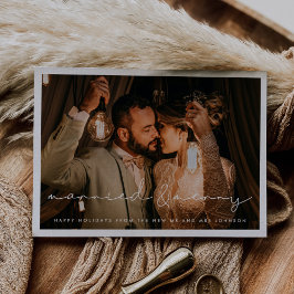 Tarjeta de Navidades Minimalistas casados y merry