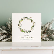 Tarjeta de Navidades minimalistas con Wreath verde