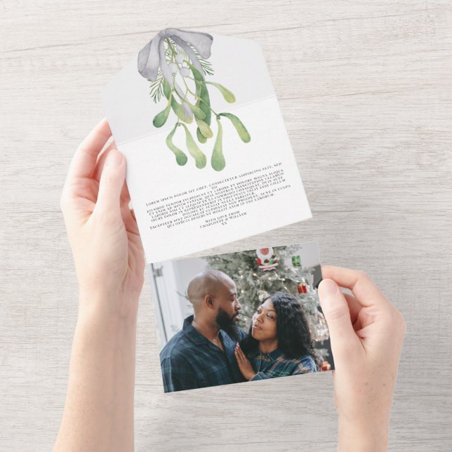 Tarjeta de Navidades Mistletoe Elegant (desgarro)