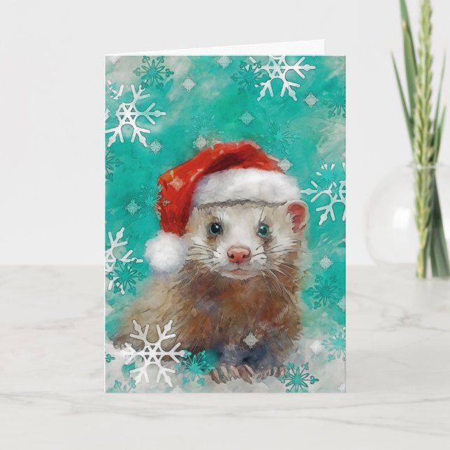 Tarjeta de Navidades mixtos de impresión de ferret (Anverso)