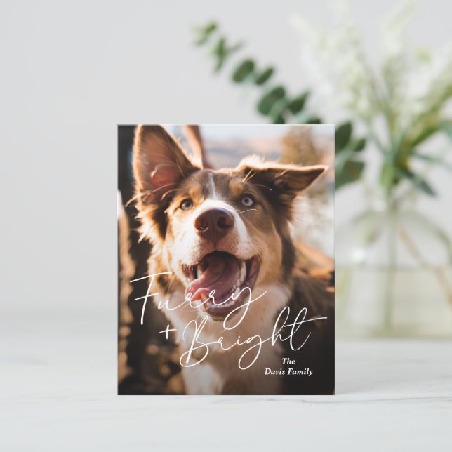 Tarjeta de Navidades modernos con foto de perro li (Anverso de pie)