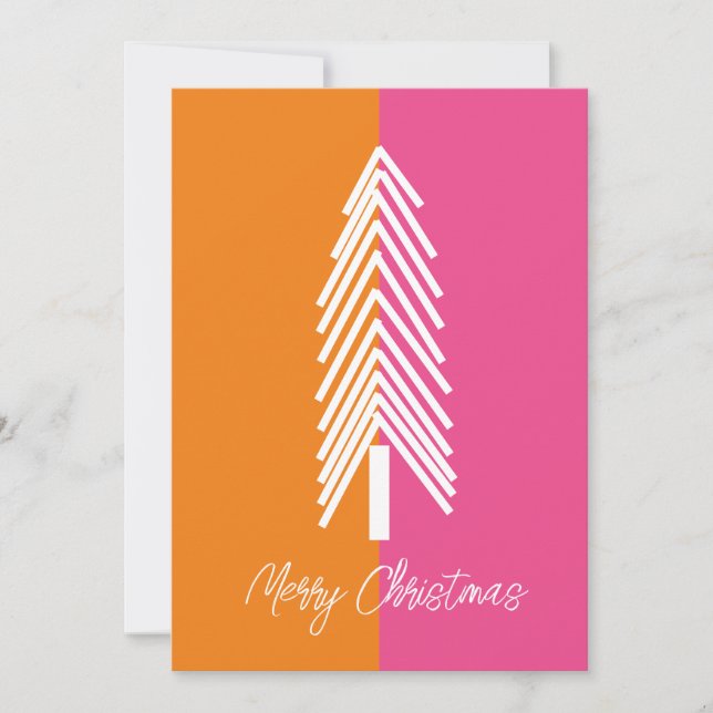 Tarjeta de Navidades modernos de arte pop rosa y n (Anverso)