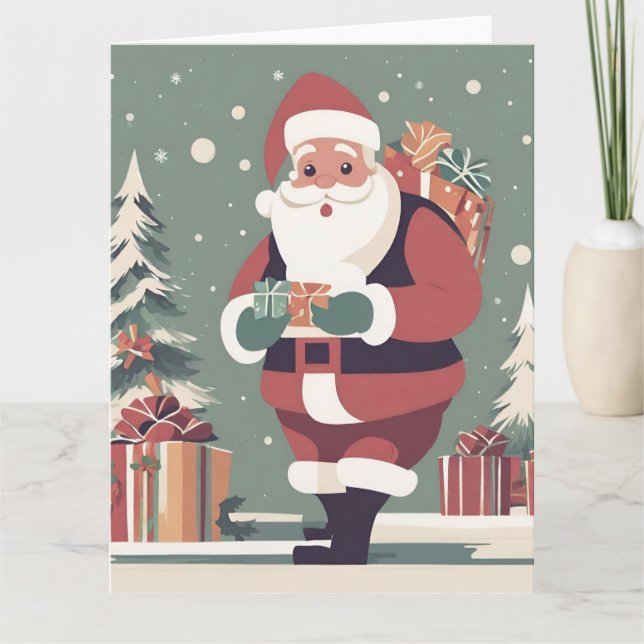 Tarjeta de navidades modernos de Santa Claus de me (Anverso)