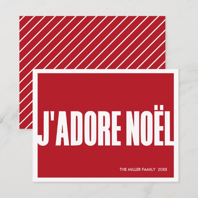 Tarjeta de Navidades modernos J’adore Noël - Holid (Anverso / Reverso)