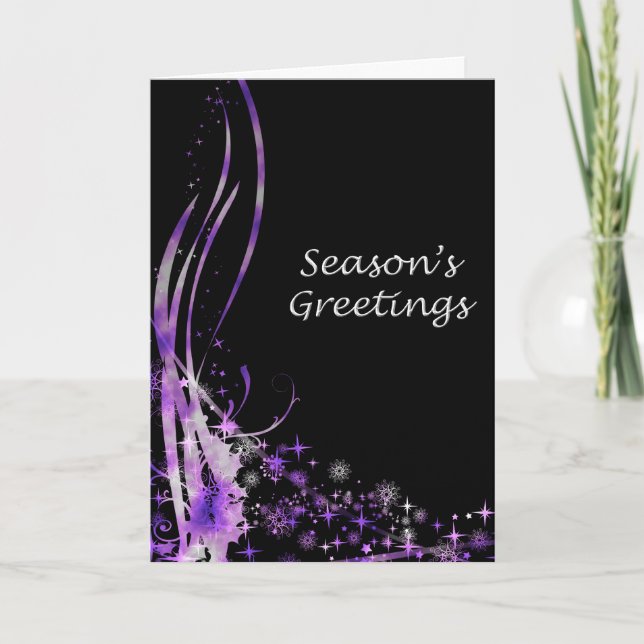 Tarjeta de Navidades modernos Purple Sparkle (Anverso)