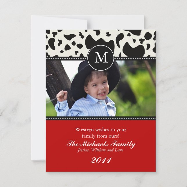 Tarjeta de Navidades Monograma de Deseos Occidenta (Anverso)