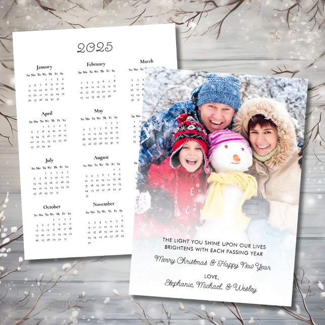 Tarjeta de Navidades motivacionales de fotos del c (2025 Calendar Photo Motivational Christmas Card)