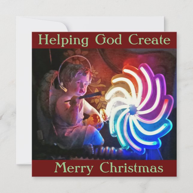 Tarjeta de navidades muestra a Cherub "ayudando a  (Anverso)