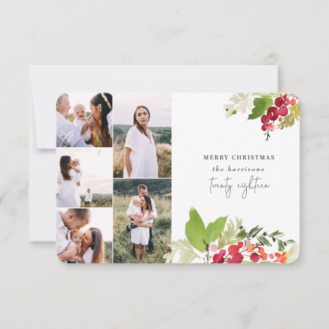 tarjeta de navidades multifotográficos con flores  (Anverso)