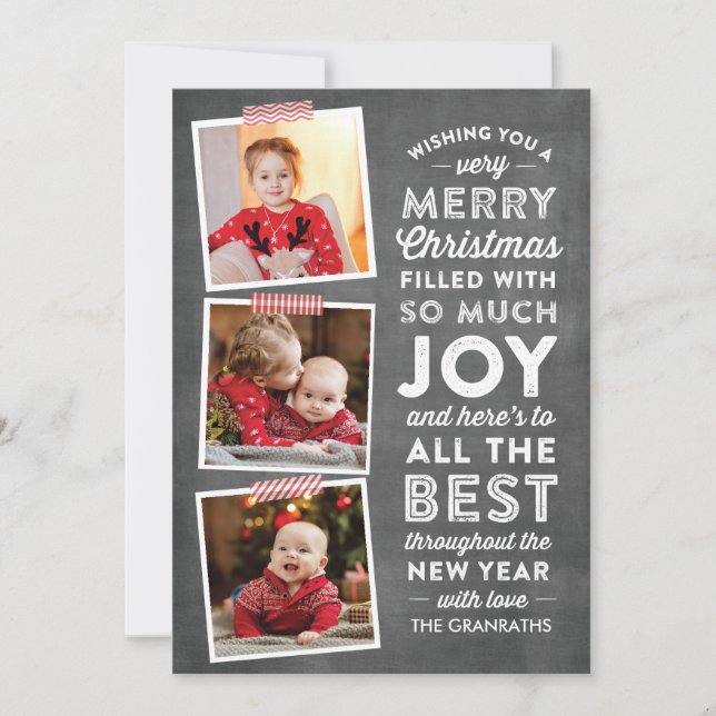 Tarjeta de Navidades multifotográficos con letras  (Anverso)