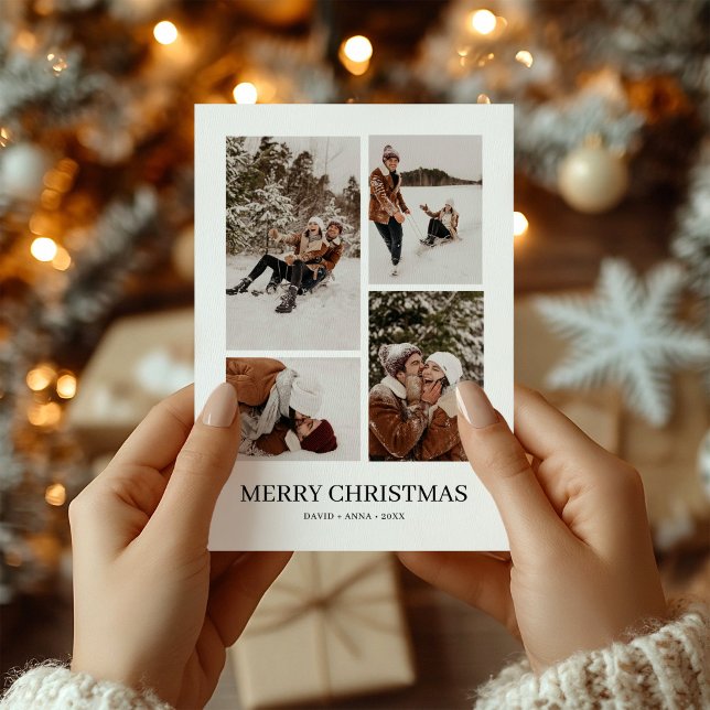 Tarjeta de Navidades multifotográficos simple y mo (Subido por el creador)