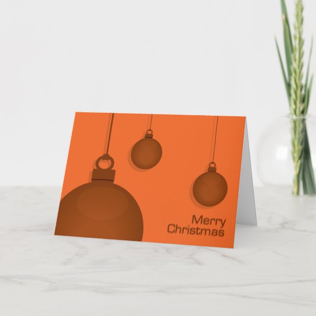 Tarjeta de Navidades naranja Baubles (Anverso)