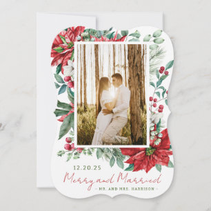 Tarjeta de Navidades navideños casados con fotos