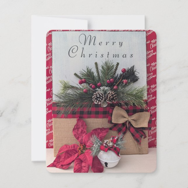 Tarjeta de Navidades navideños de Feliz (Anverso)