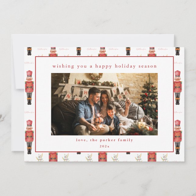 Tarjeta de Navidades navideños desnudos con foto (Anverso)