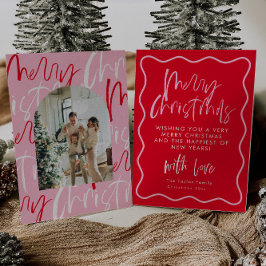 Tarjeta de Navidades navideños Red And Pink Merry