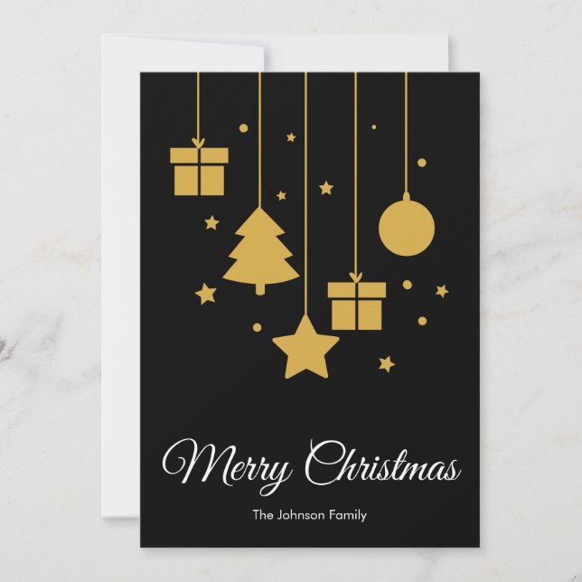 Tarjeta de Navidades negros de Feliz Navidad (Anverso)