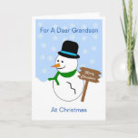 Tarjeta de Navidades nietos de Snowman<br><div class="desc">Navidades del nieto de tarjetas de felicitación con diseño de muñeco de nieve. Personalizar esta tarjeta de Navidades con cualquier texto de su elección, después tenerla impresa y enviarla o descargarla al instante. Si necesita ayuda para personalizar, póngase en contacto con nosotros a través del enlace de esta página. Navidades...</div>