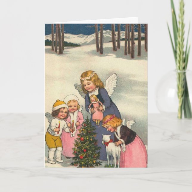 Tarjeta de Navidades "Niños y ángel" (Anverso)