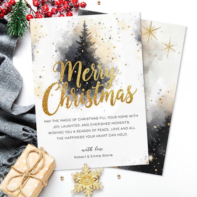 Tarjeta de Navidades no fotográficos con guión de  (Elegant Christmas Card)