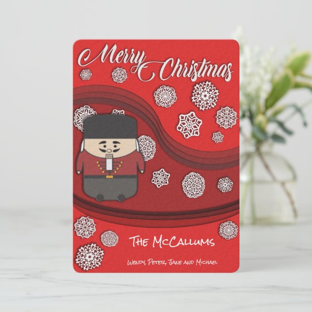 Tarjeta de Navidades Nutcracker y Snowflake (Anverso de pie)