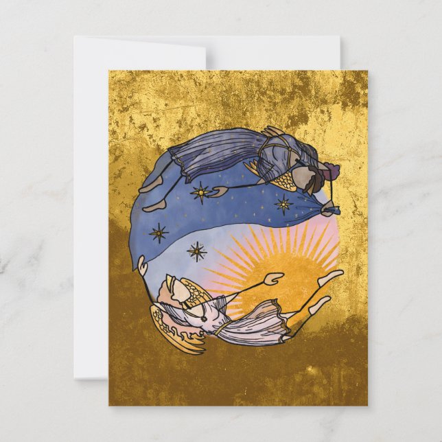 Tarjeta de Navidades Nyx y Hespera (noche y día) (Anverso)