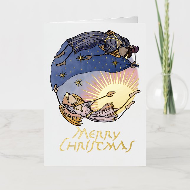 Tarjeta de Navidades Nyx y Hespera (noche y día) (Anverso)