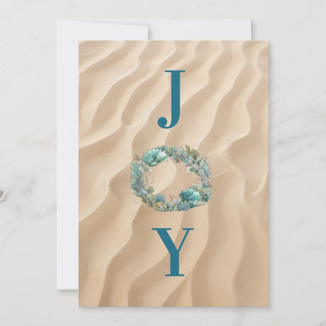 Tarjeta de Navidades Ocean Wreath JOY (Anverso)
